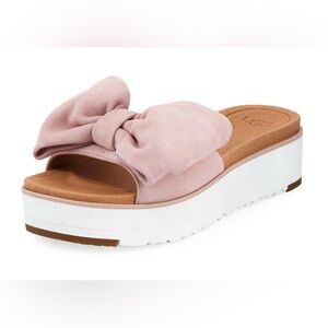 UGG Australia Joan Pink Suede Bow Platform Sandals